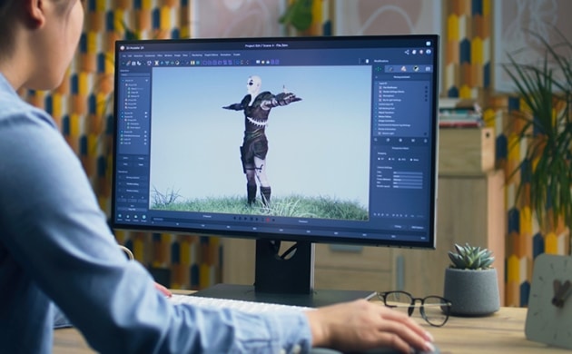 ゲームの3DCGキャラクターを制作している様子